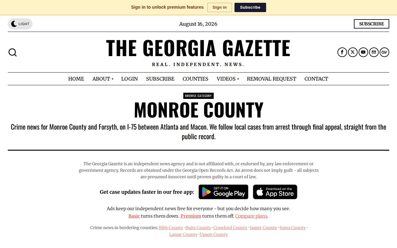Georgia Gazette Monroe County crime news page