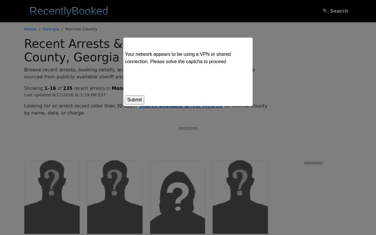 Recently Booked Monroe County unofficial booking page